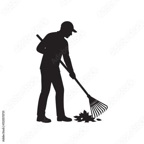 vector illustration of a man with broom