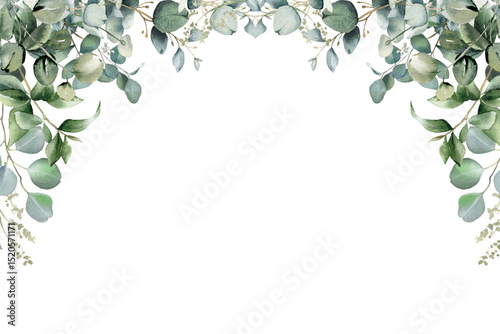 Eucalyptus Greenery Border – Watercolor Botanical Frame for Invitations