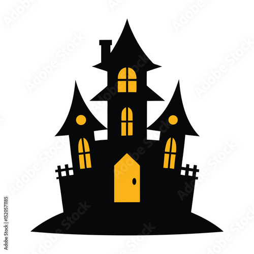 haunted house on white background.