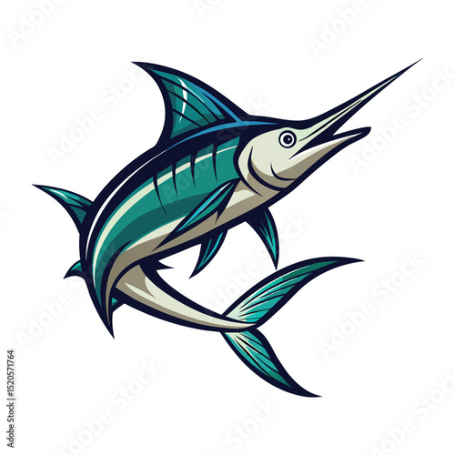 swordfish silhouette vector illustration white background.