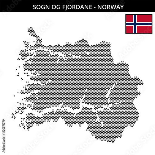 Small hexagonal dotted map of sogn-og-fjordane in Norway