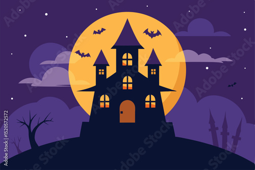 halloween background with haunted house
