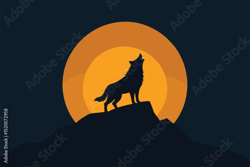 wolf howling at sunset