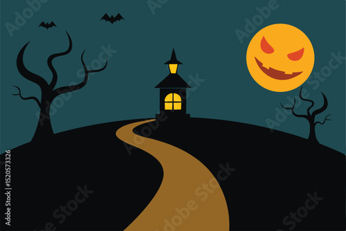 halloween background with haunted house