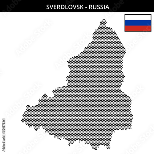 Small hexagonal dotted map of Sverdlovsk in Russia