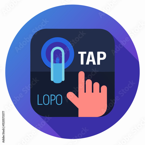 minimal vector button with  tap to learn    