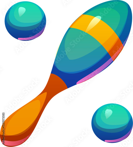 Cartoon musical font percentage symbol as a maraca music instrument and two glossy spheres. Glyph typeface character, Mexican entertainment funny alphabet type sign. Isolated vector musician abc