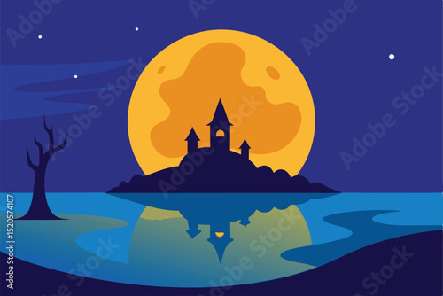 night landscape with moon