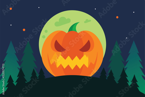 halloween background with pumpkin and bats