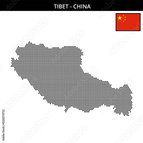 Small hexagonal dotted map of tibet in China