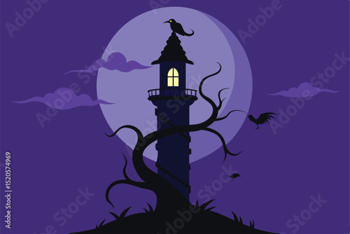 halloween background with haunted house