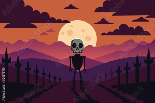halloween background with skull and bones