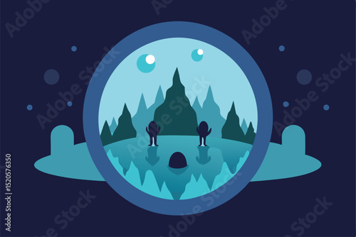 winter landscape with moon