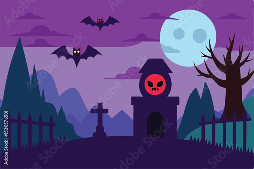 halloween background with haunted house