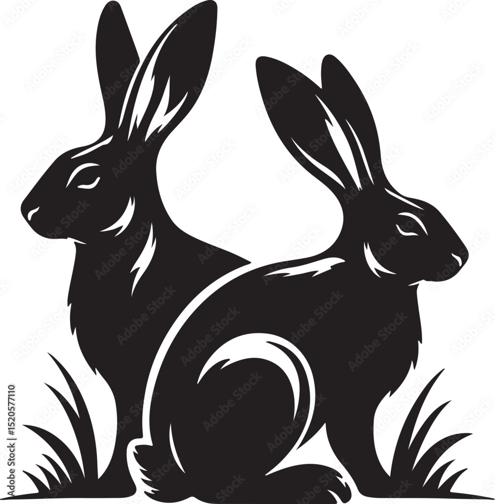 Obraz premium Hare silhouette black vector