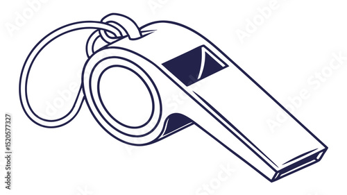 Isolated outline whistle vector illustration for sports safety coach referee and emergency use graphic design