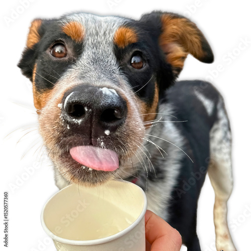 Wallpaper Mural Cattle Dog Mix with Puppachino on White Background Torontodigital.ca