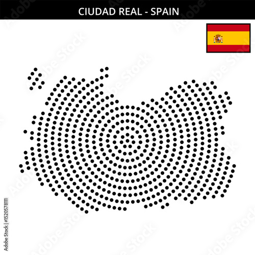 Big circular dotted map of ciudad-real in Spain