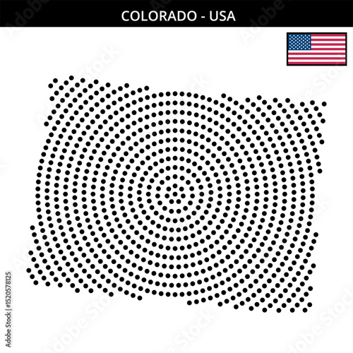 Big circular dotted map of colorado in the USA