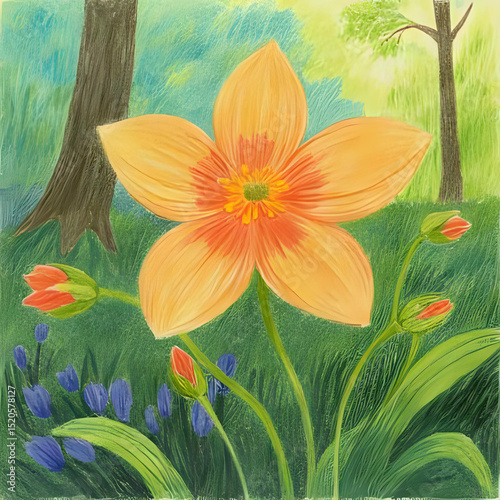 spring flowers on a green background