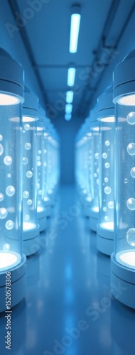 Advanced Bioscience Storage: Research and Development. Suitable for use in presentations for pharmaceutical companies, biotech industry marketing, or educational content on scientific progress
