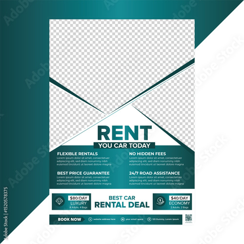 Editable Car Rental Flyer Vector Template for Website Promotion: Professional Design Featuring Discount Offers, Economy and Luxury Vehicle Deals