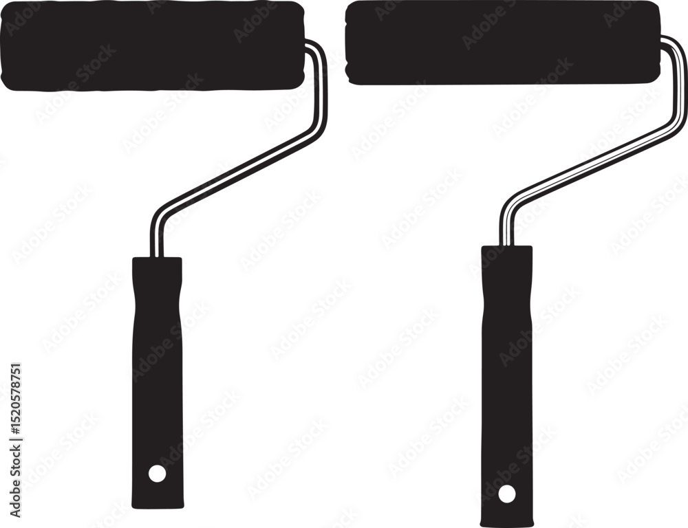 Obraz premium Paint roller painting tool silhouette vector illustration