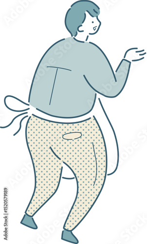 店員さんのシンプルな線画のベクターイラスト