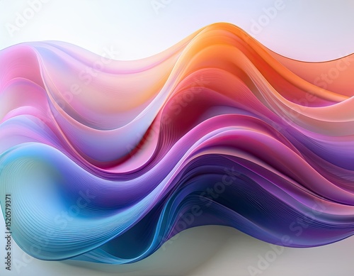 Colorful Abstract Flowing Waves on White Background
