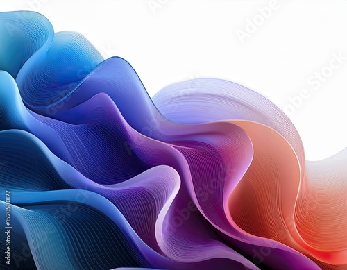 Colorful Abstract Flowing Waves on White Background