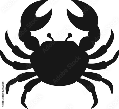 Crab Illustration with Large Claws on White A Simple Black and White Design for Various Creative Projects and Backgrounds