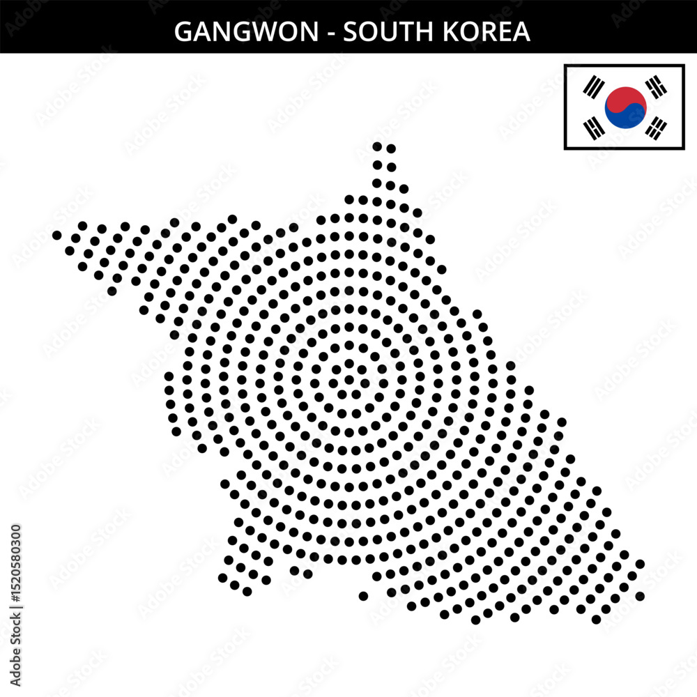 Obraz premium Big circular dotted map of gangwon in South Korea