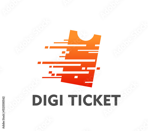 Digital electronic ticket icon. Airline flight ticket or travel voucher booking app or online service graphic vector symbol or emblem. Cinema movie digital pass reservation, electronic coupon symbol