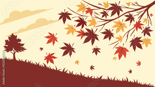 Autumn leaves falling background vector illustration seasonal fall foliage nature landscape design art
