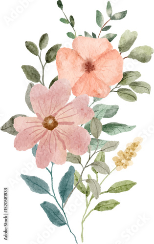pink floral watercolor bouquet
