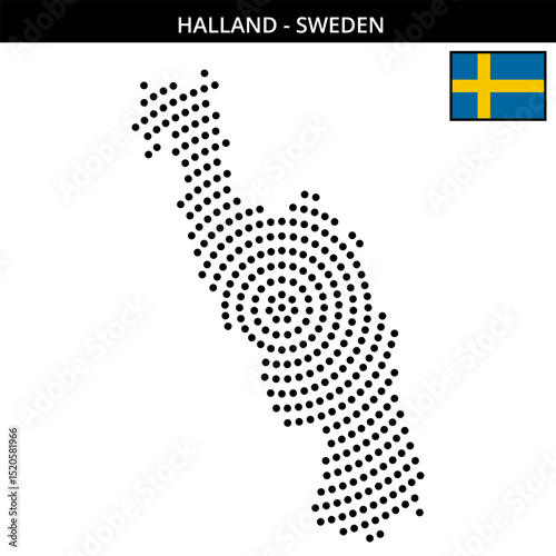 Big circular dotted map of Halland in Sweden