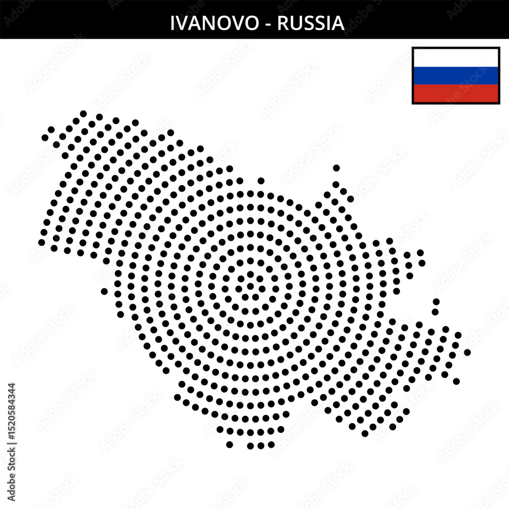 Fototapeta premium Big circular dotted map of Ivanovo in Russia