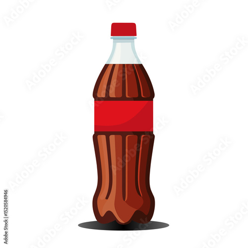 beverage soda carbonated drink bottle. Isolated flat vector illustration.
