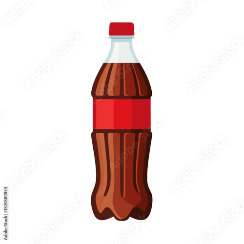 beverage soda carbonated drink bottle. Isolated flat vector illustration.
