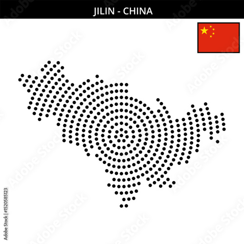 Big circular dotted map of Jilin in China