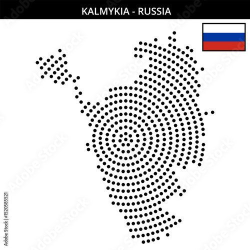 Big circular dotted map of kalmykia in Russia