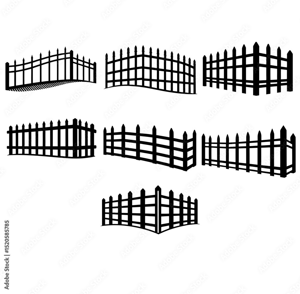 Naklejka premium black fence silhouette vector illustration