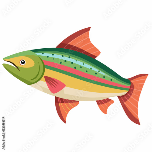 Isolated Rainbow Trout Illustration Detailed Fish Artwork on a White Background Perfect for Nature and Wildlife Designs