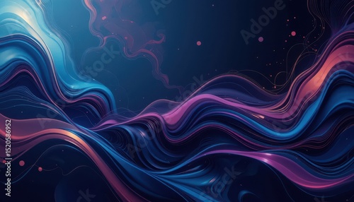 Abstract Colorful Waves Flowing Gently on Dark Background