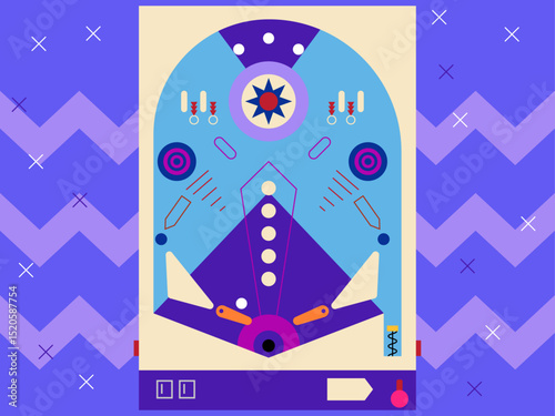 Gamers playing pinball. Equipment of gamers. Games illustration. Flat vector illustration.