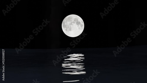 Moon light at night with water wave