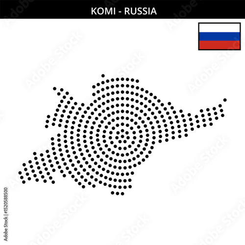 Big circular dotted map of Komi in Russia