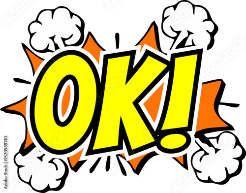 Cartoon comic sign burst clouds. Speech bubble, Oke OK sign expression and pop art text frames. Comics mem expressions speech, superhero book Oke OK label. Isolated vector symbols set