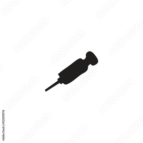syringe silhouette illustration of a medical device used to inject or suck up liquids or gases