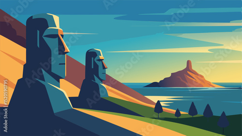 Easter island moai statues travel destination scenic artwork